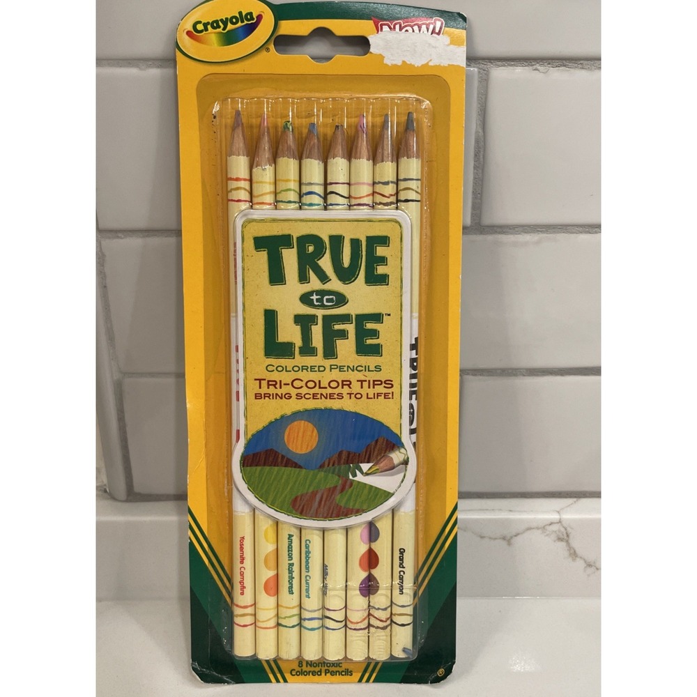 Crayola True To Life Colored Pencils Tri-Color Tips 8 Pack 2007 New